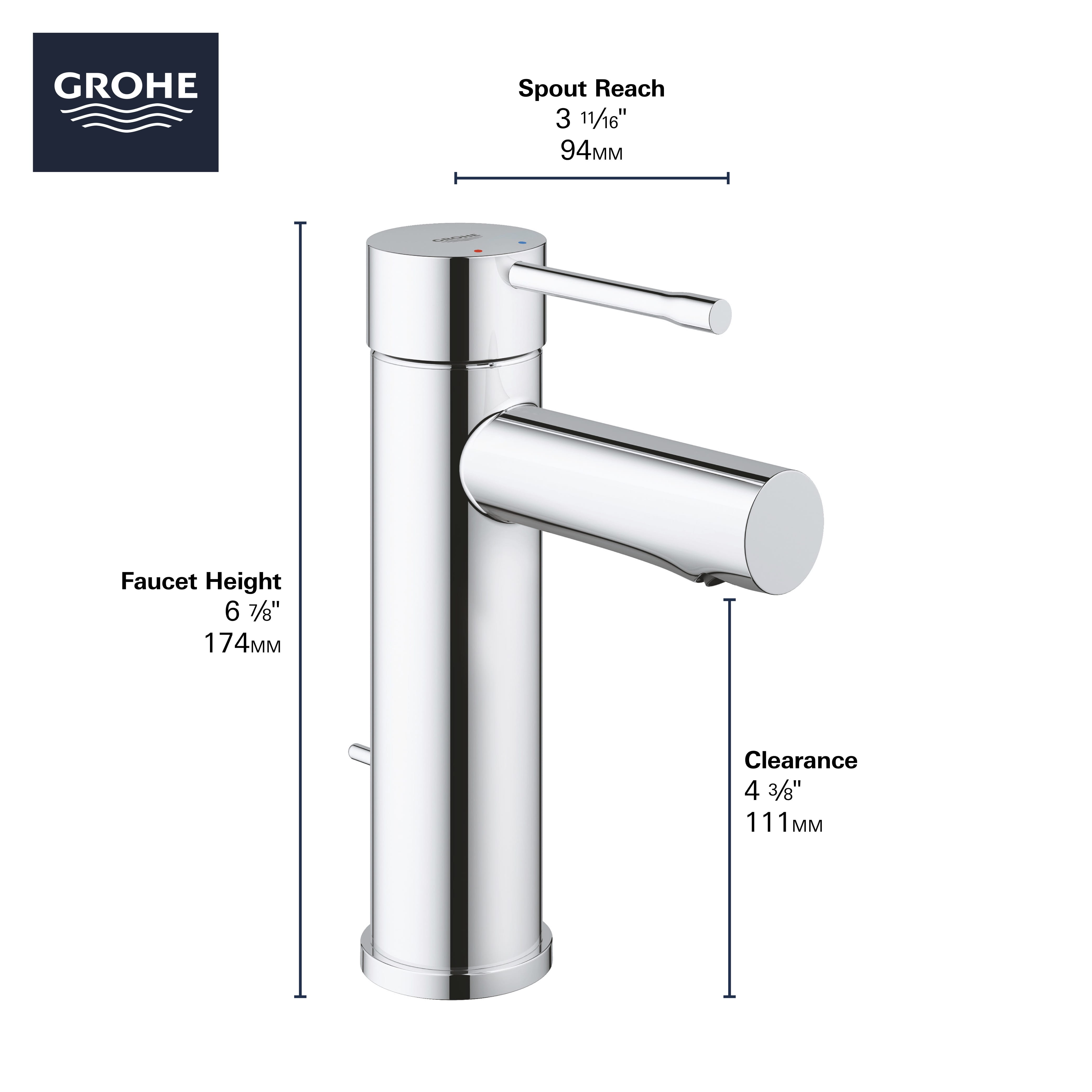 Single Hole SingleHandle SSize Bathroom Faucet 4.5 L/min (1.2 gpm)